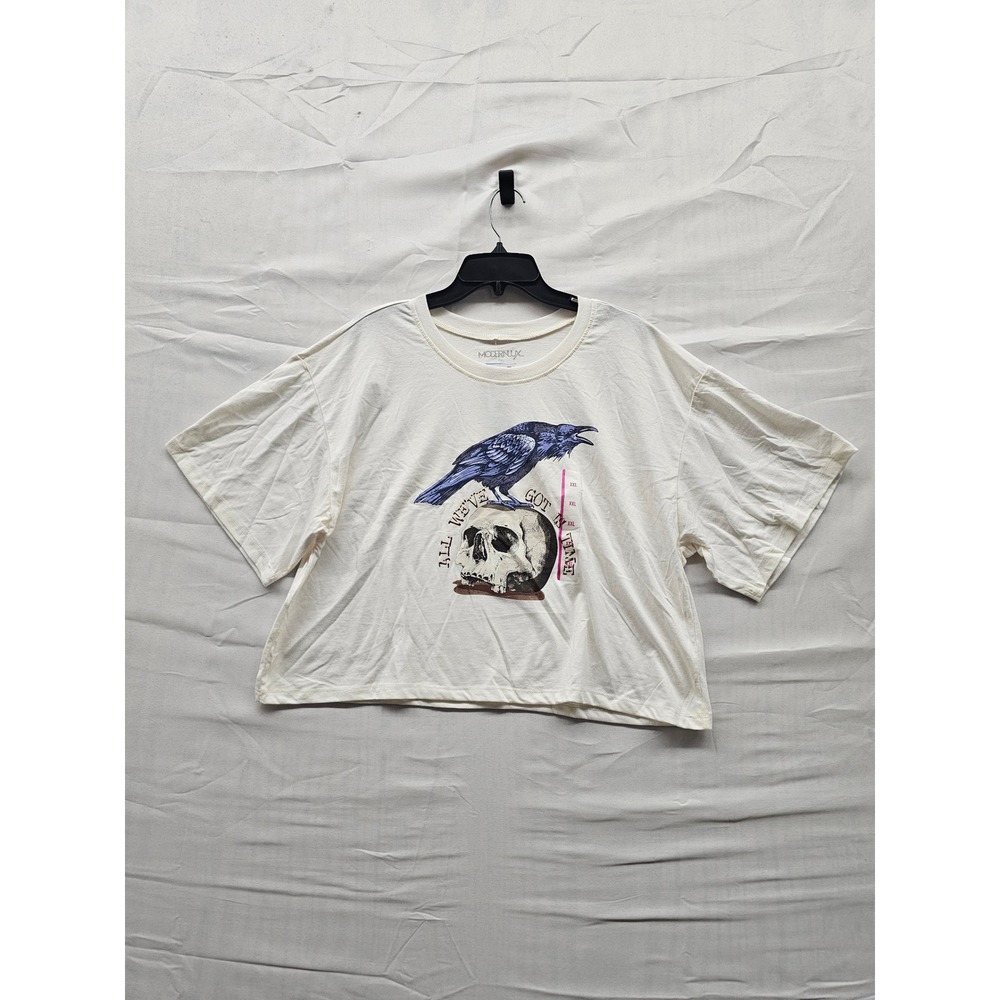 Modern Lux Raven Skull Graphic Tee Off White XXL All We've Got Is Time JT27216